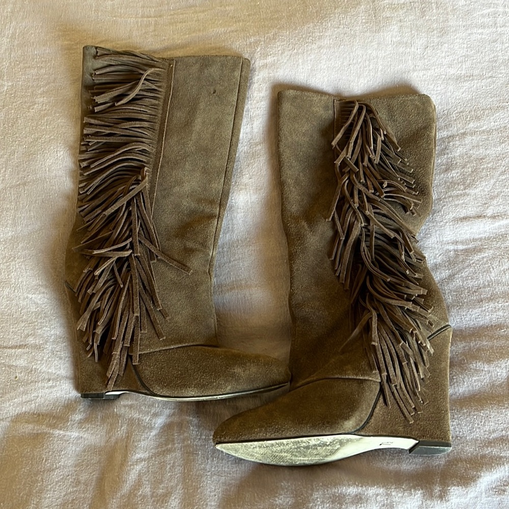 Mia fringe wedge boot